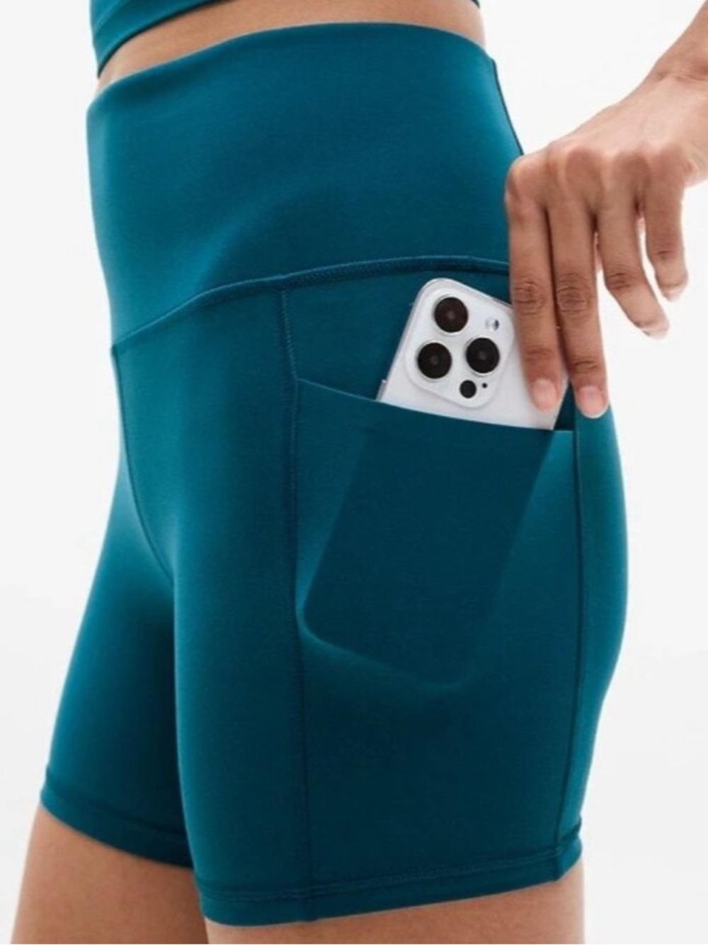 Athleta Salutation Stash 7” Shorts Teal Size 3X